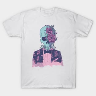 Pink/Blue Floral Skull Man Edit T-Shirt